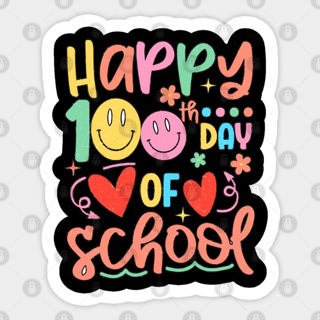 Retro Happy 100th Day Of School Teachers 2023 Sticker by luxembourgertreatable